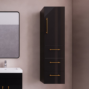 Eliza 16'' Gloss Black Wall Mounted Side Cabinet