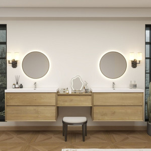 King Set 114" Floating Vanity & Table Set (42" + 30" + 42")