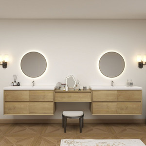 King Set 132" Floating Vanity & Table Set (48" + 36" + 48")