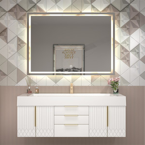 Marvel 60" Floating Bathroom Vanity with Reinforced Acrylic Sink in Gloss White (Single Sink) Marvel 60" Floating Bathroom Vanity with Reinforced Acrylic Sink in Gloss White (Single Sink)