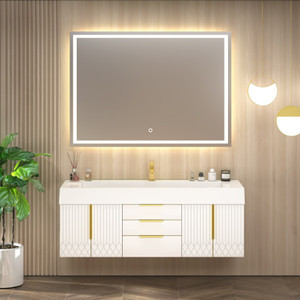 Marvel 60" Floating Bathroom Vanity with Reinforced Acrylic Sink in Gloss White (Single Sink)