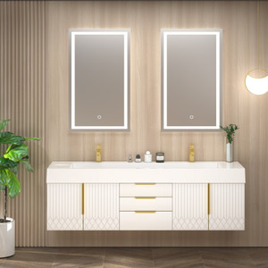 Marvel 72" Floating Bathroom Vanity with Reinforced Acrylic Sink in Gloss White