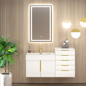 Marvel 50" Floating Bathroom Vanity with Reinforced Acrylic Sink in Gloss White (30" +20") Marvel 50" Floating Bathroom Vanity with Reinforced Acrylic Sink in Gloss White (30" +20")