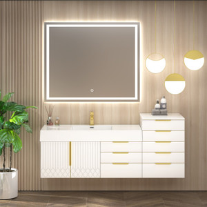 Marvel 68" Floating Bathroom Vanity with Reinforced Acrylic Sink in Gloss White (48" +20")