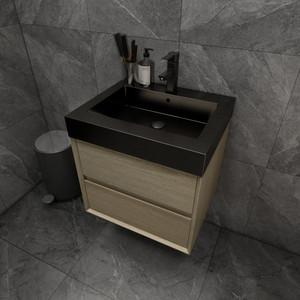 MIA 24" Wall Mounted Bathroom Vanity with Black Stainless Steel Sink
