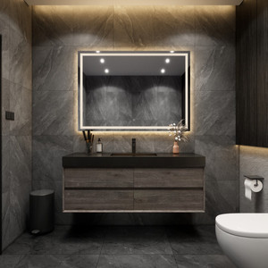 MIA 60" Wall Mounted Bathroom Vanity with Black Stainless Steel Single Sink