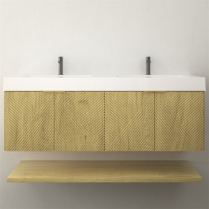 Monterey 60" Wall-Mounted Bathroom Vanity with Reinforced Acrylic Double Sink Monterey 60" Wall-Mounted Bathroom Vanity with Reinforced Acrylic Double Sink
