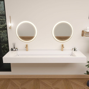 NEW FELIX 72'' Acrylic Top in High Gloss White (Double Sink)