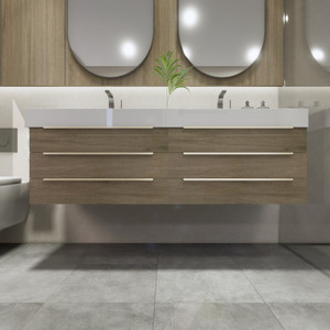 Noble 60" Wall-Mount Vanity with Reinforced Acrylic Double Sink (30" + 30")
