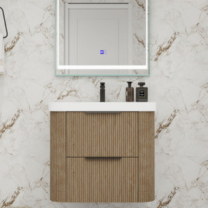 Celine 24" Fluted Wallmount Bathroom Vanity with Acrylic Sink