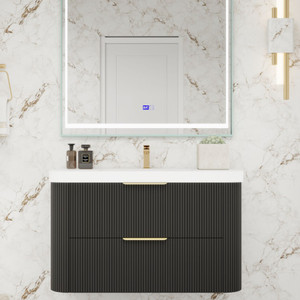 Celine 36" Fluted Wallmount Bathroom Vanity with Acrylic Sink
