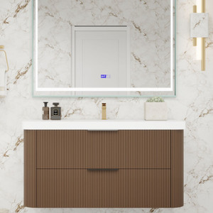 Celine 42" Fluted Wallmount Bathroom Vanity with Acrylic Sink