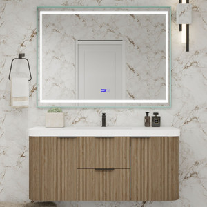 Celine 48" Fluted Wallmount Bathroom Vanity with Acrylic Sink