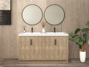 Maze 60" Freestanding Bathroom Vanity with Reinforced Acrylic Double Sink