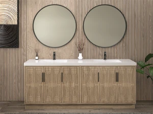 Maze 84" Freestanding Bathroom Vanity with Reinforced Acrylic Double Sink