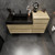 MIA 44" Wall Mounted Bathroom Vanity with Black Stainless Steel Sink (24" + 20")