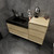 MIA 56" Wall Mounted Bathroom Vanity with Black Stainless Steel  Sink (36" + 20")