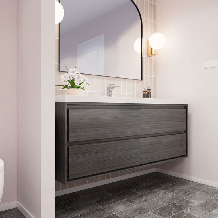 Subtle 60" Single Sink Wall Mounted Modern Vanity