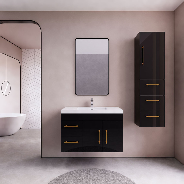 Eliza 36'' Wall Mounting Vanity(Left Drawers)With Single Sink