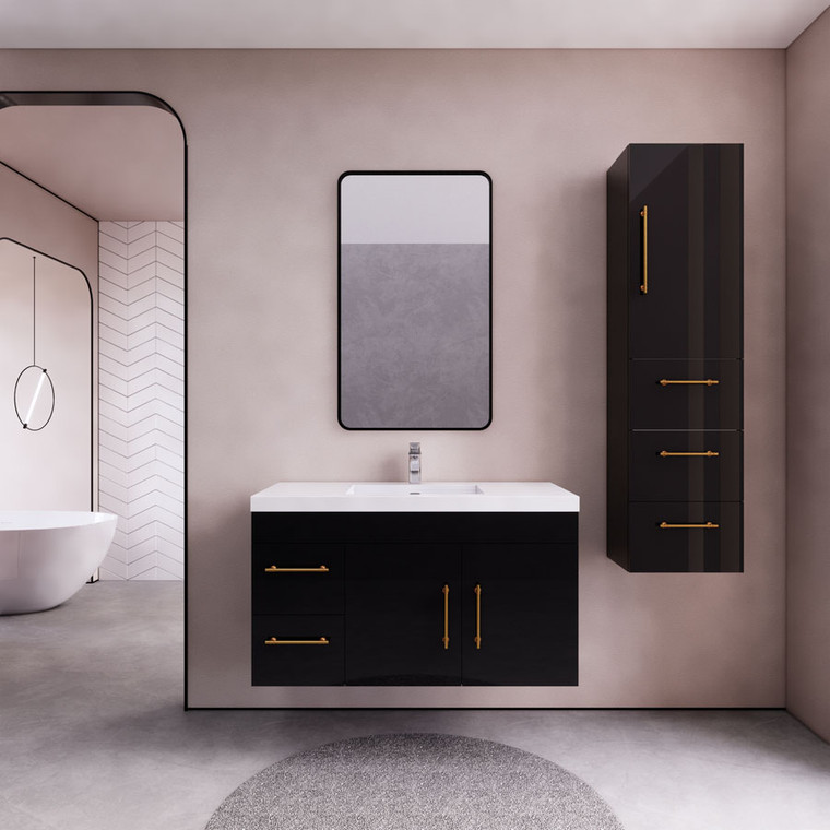 Eliza 42'' Wall Mounting Vanity(Left Drawers)With Single Sink
