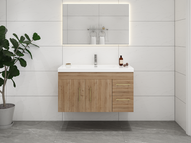 Eliza 42'' Wall Mounting Vanity(Right Drawers)With Single Sink