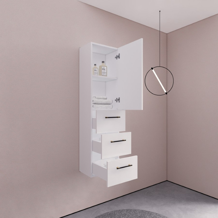 Eliza 16'' Gloss White Wall Mounted Side Cabinet