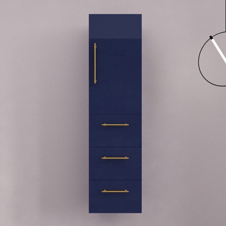 Eliza 16'' Gloss Night Blue Wall Mounted Side Cabinet