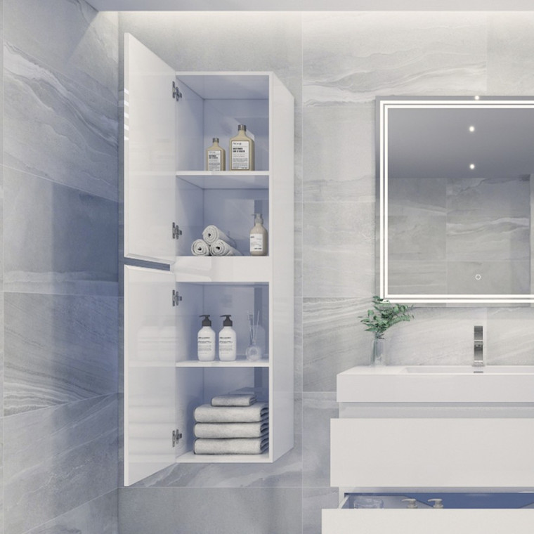 Baillie 16'' High Gloss White Wall Mounted Side Cabinet