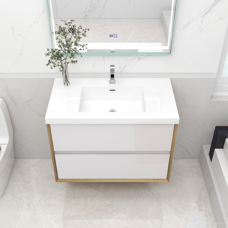 King 36" Wall Mounted Vanity with Reinforced Acrylic Sink