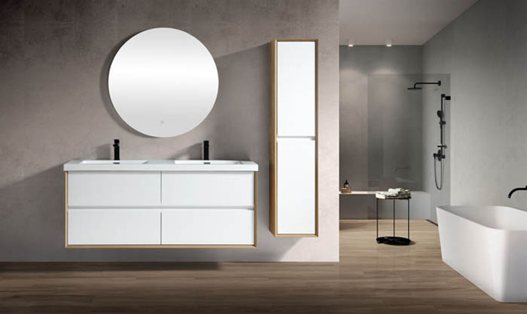 King 60" Wall Mounted Vanity with Reinforced Acrylic Double Sink