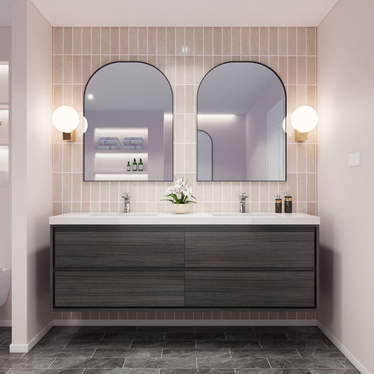 Subtle 72" Double Sink Wall Mounted Modern Vanity