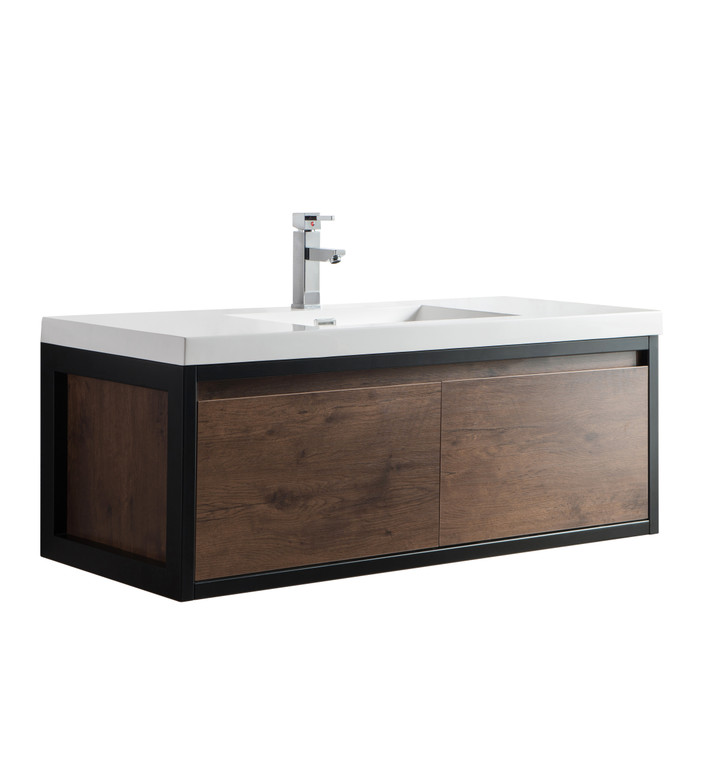 Lucky 48'' Wall-mounting Vanity With Matte Black Frame