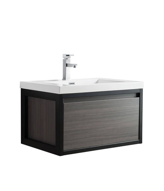 Lucky 30'' Wall-mounting Vanity With Matte Black Steel Frame