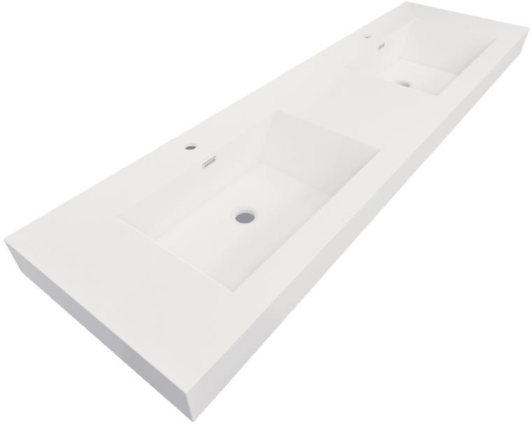 NOBLE 72" Inch Acrylic Top in High Gloss White (Double Sink)