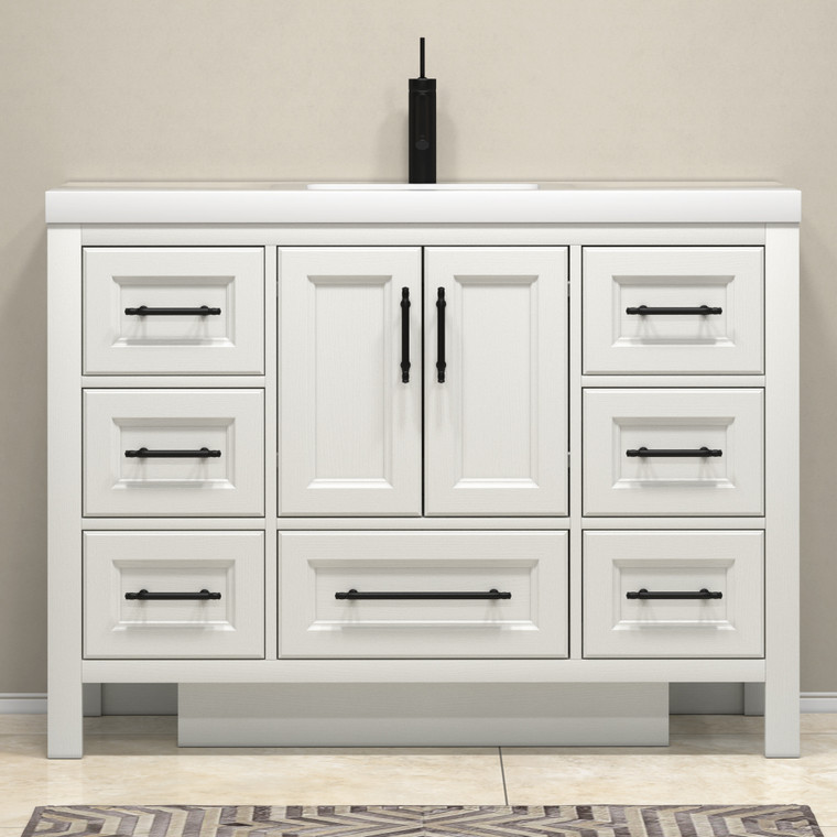 VIV 48" Solid Wood Freestanding Bathroom Vanity with Reinforced Acrylic Sink