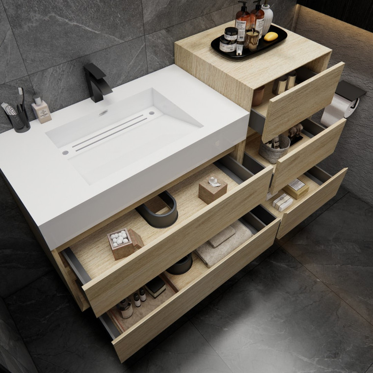 MAX 44" Wall Mounted Bathroom Vanity with Reinforced Acrylic Sink (24" + 20")