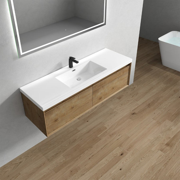 Bristol 60’’ Floating Bathroom Vanity Set with Acrylic Single Sink
