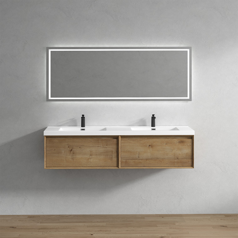 Bristol 72’’ Floating Bathroom Vanity Set with Acrylic Double Sink