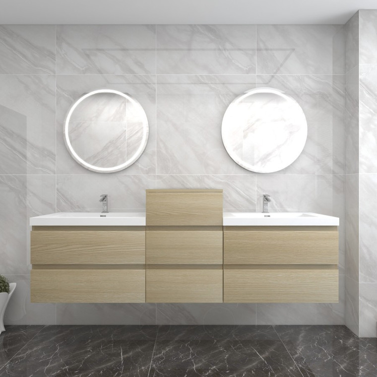 Botto 80'' Wall-mounted Bathroom Vanity with Reinforced Acrylic Sink (30" + 20" + 30")
