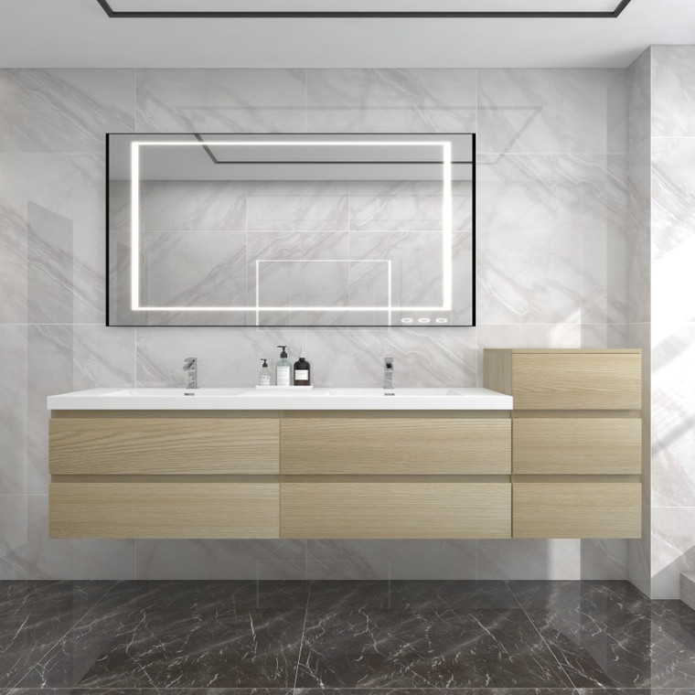 Botto 92" Wall-mounted Bathroom Vanity with Reinforced Acrylic Double Sink (72" + 20")