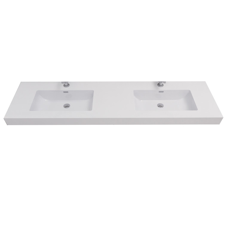 MIA 72'' Acrylic Top in High Gloss White (Double Sink)