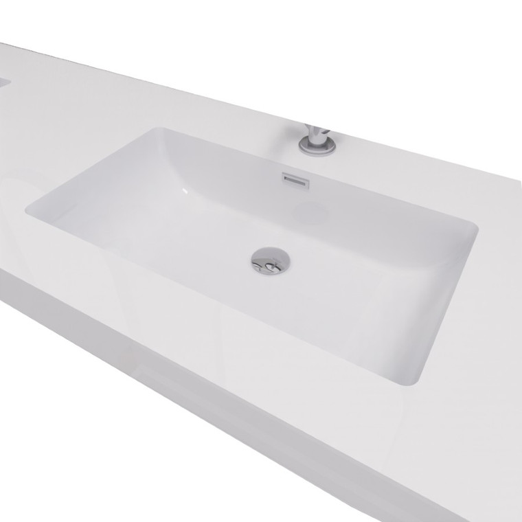 MIA 84'' Acrylic Top in High Gloss White (Double Sink)
