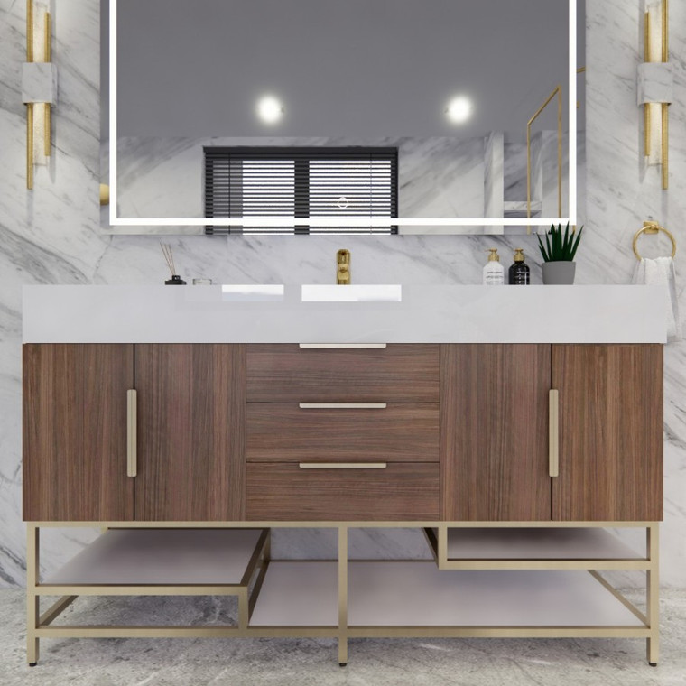 Belair 60’’ Freestanding Bathroom Vanity with Reinforced Acrylic Single Sink Top