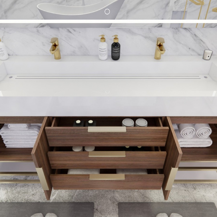 Belair 72’’ Freestanding Bathroom Vanity with Reinforced Acrylic Double Sink Top