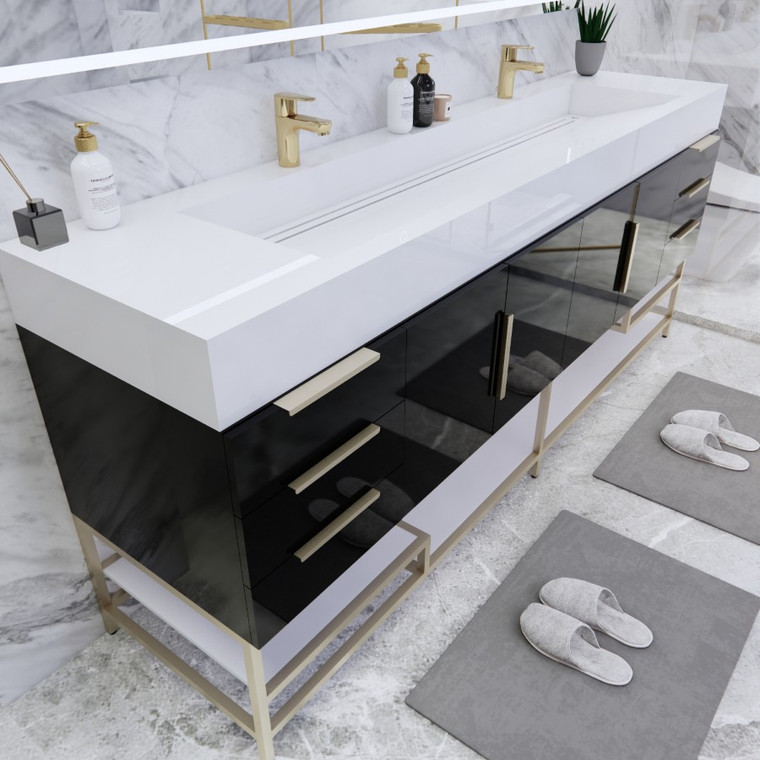 Belair 84’’ Freestanding Bathroom Vanity with Reinforced Acrylic Double Sink Top