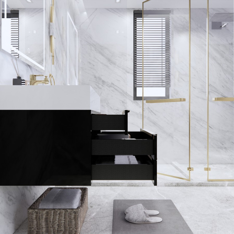 Belair 42’’ Wall Mount Bathroom Vanity with Reinforced Acrylic Sink Top (Left Drawer)