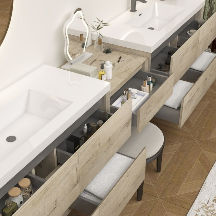 King Set 120" Floating Vanity & Table Set (48" + 24" + 48")