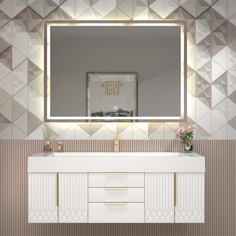 Marvel 60" Floating Bathroom Vanity with Reinforced Acrylic Sink in Gloss White (Single Sink)