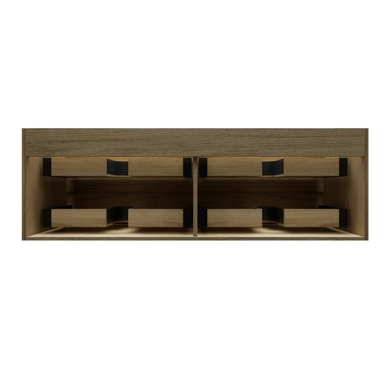 MIA 60" Wall Mounted Bathroom Vanity with Black Stainless Steel Double Sink