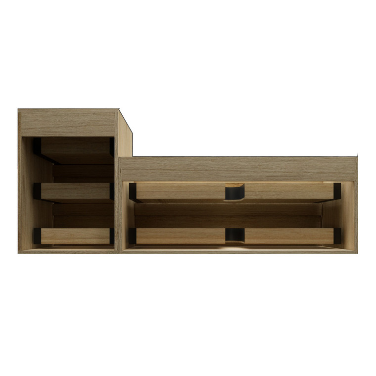 MIA 68" Wall Mounted Bathroom Vanity with Black Stainless Steel Sink (48" + 20")